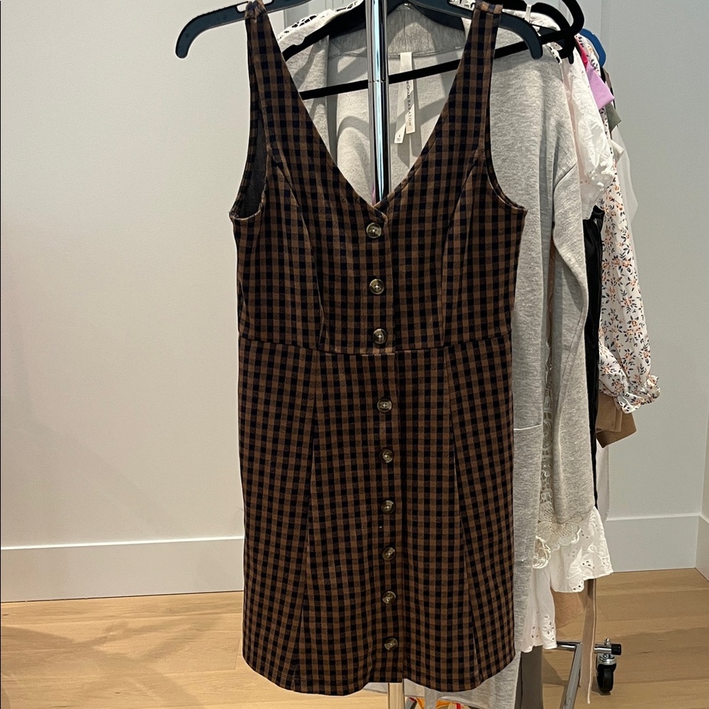 American Eagle Outfitters Brown Plaid Mini Dress